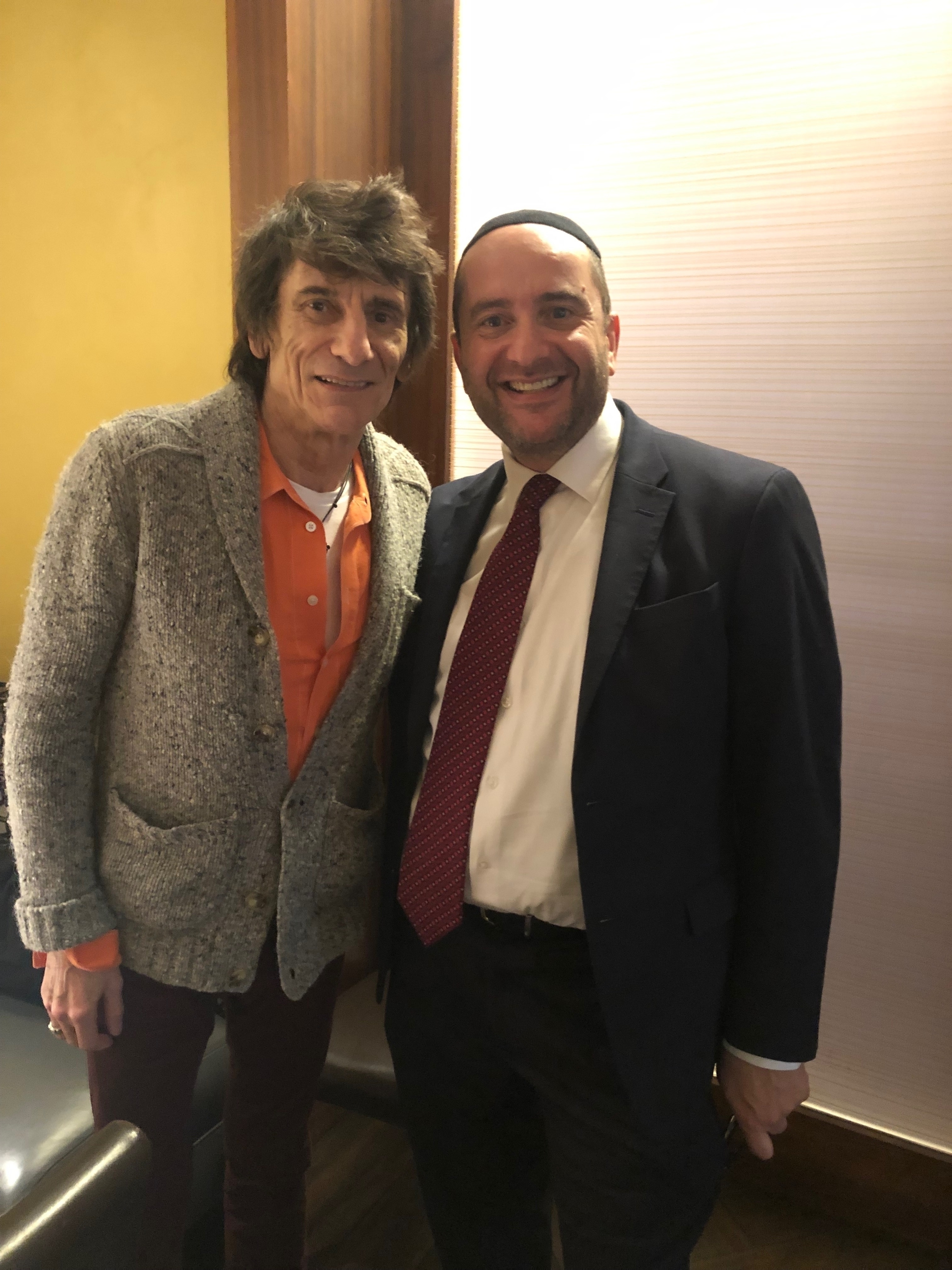 Rabbi Dunner with Ronnie Wood of the Rolling Stones