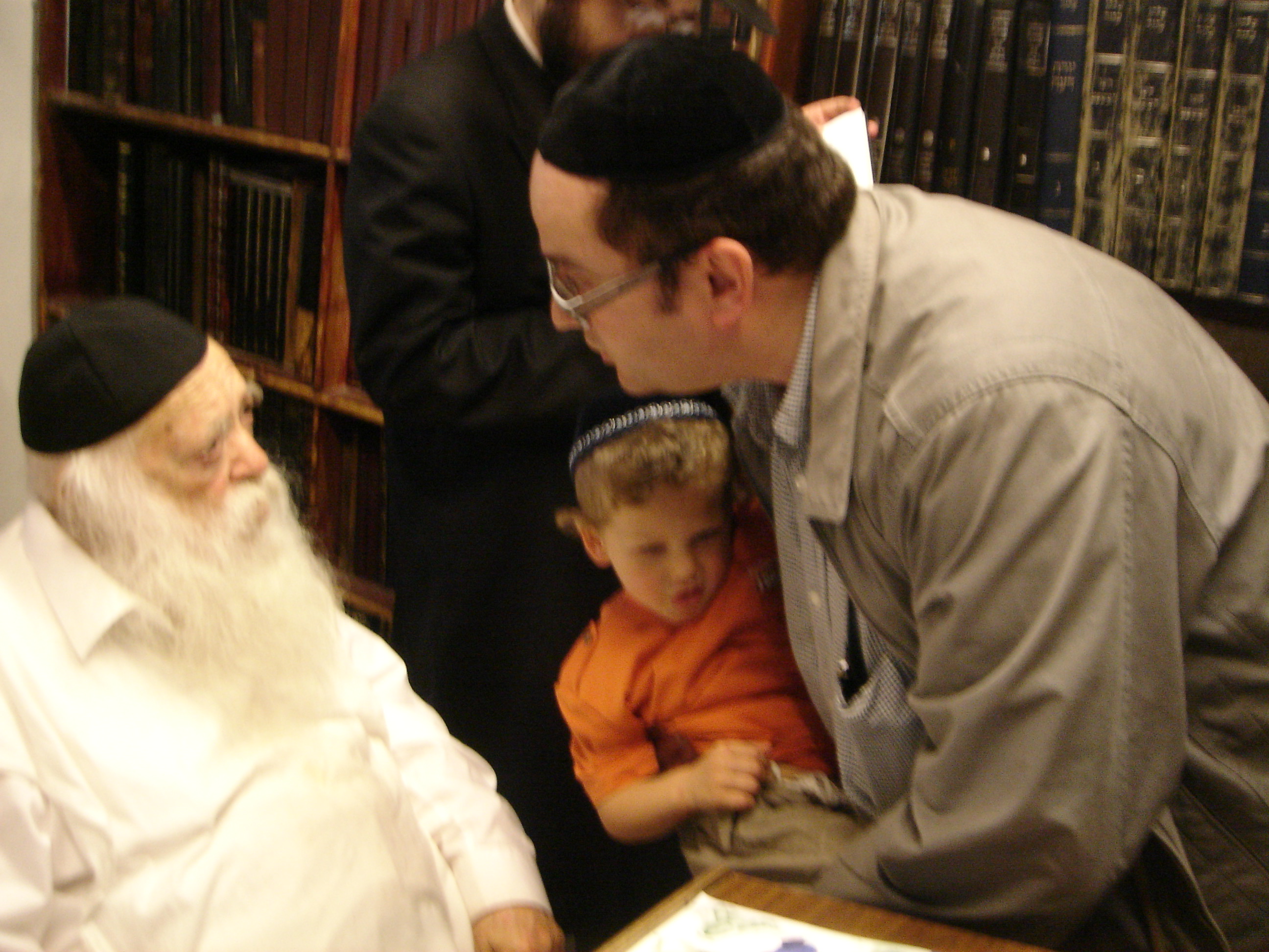 Rabbi Dunner with his son Uri at Rav Chaim Kanievsky z"l