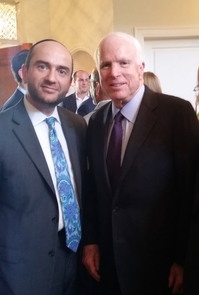 Rabbi Dunner with Senator Bob McCain, at a private fundraiser, Beverly Hills (2015)