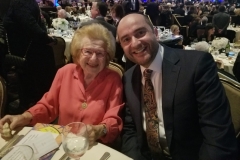 With the remarkable 90-year-old Dr Ruth Westheimer, fellow guest at LAMOTH annual banquet at the Beverly Hilton commemorating the 80th anniversary of Kindertransport, December 3, 2018